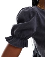 short sve mini smock dress in washed grey